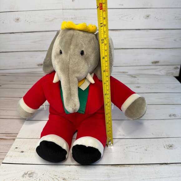 Vintage Gund Babar The Elephant Plush Toy In Red Suit & Yellow Crown 12" 1988 - Picture 2 of 7